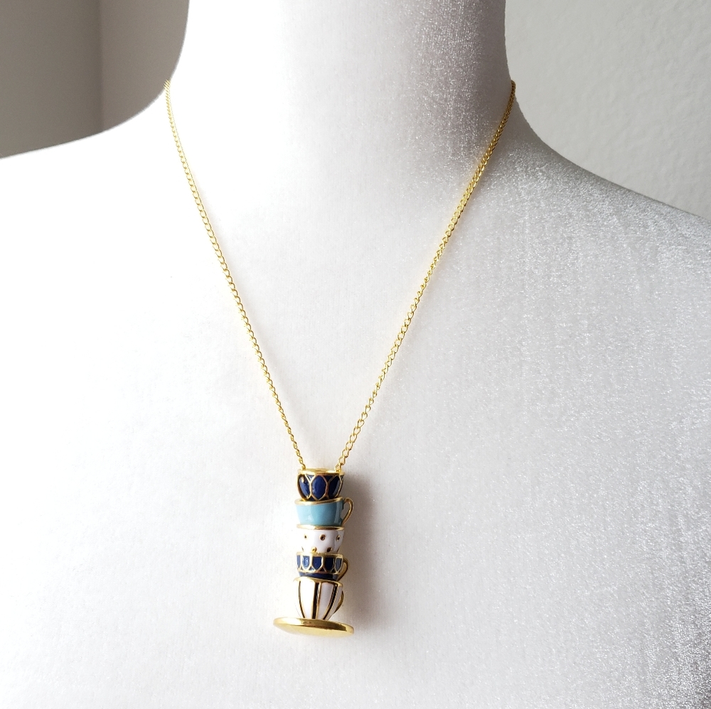 Mad Hatter tea cup stack necklace - Picture 6 of 7